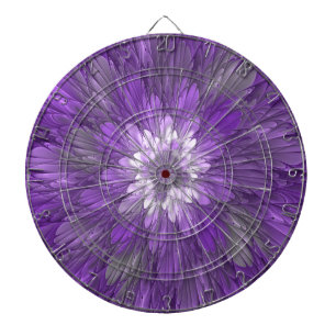Psychedelic Purple Flower Abstract Fractal Art Dartboard