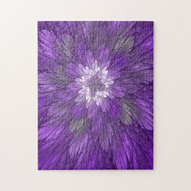 Psychedelic Purple Flower Abstract Fractal Art Jigsaw Puzzle (Vertical)