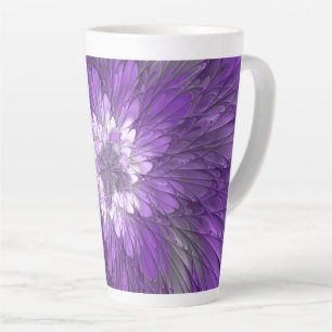 Psychedelic Purple Flower Abstract Fractal Art Latte Mug