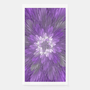 Psychedelic Purple Flower Abstract Fractal Art Napkin