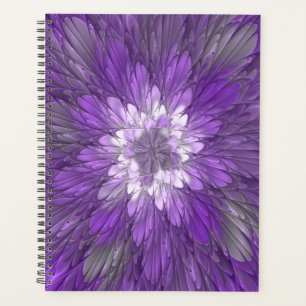 Psychedelic Purple Flower Abstract Fractal Art Planner