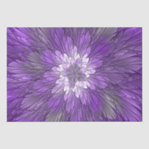 Psychedelic Purple Flower Abstract Fractal Art Tissue Paper