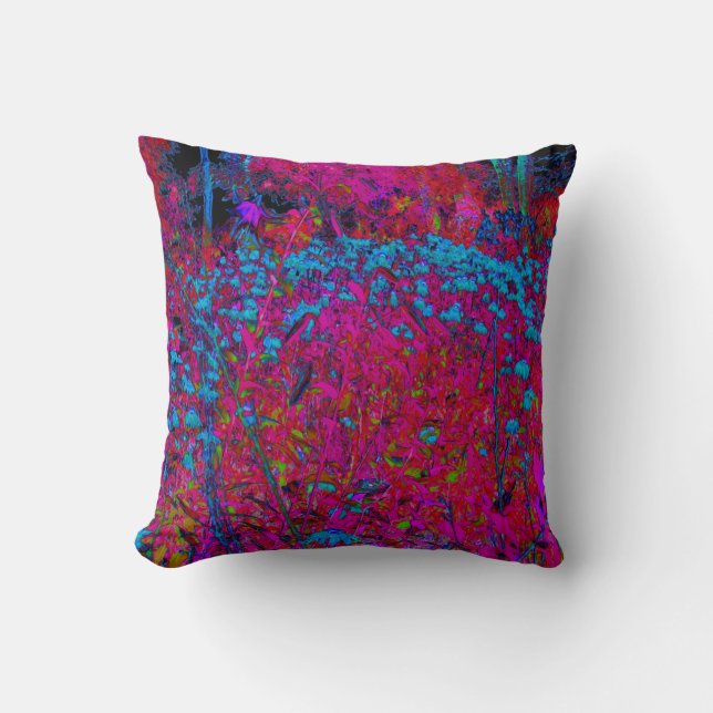 Psychedelic Purple Lily Flower Magenta Garden Cushion (Front)