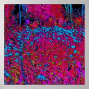 Psychedelic Purple Lily Flower Magenta Garden Poster