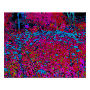 Psychedelic Purple Lily Flower Magenta Garden Poster