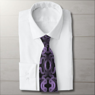 Psychedelic purple lines on black  tie
