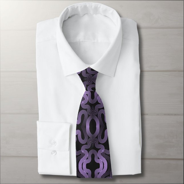 Psychedelic purple lines on black  tie (Creator Uploaded)