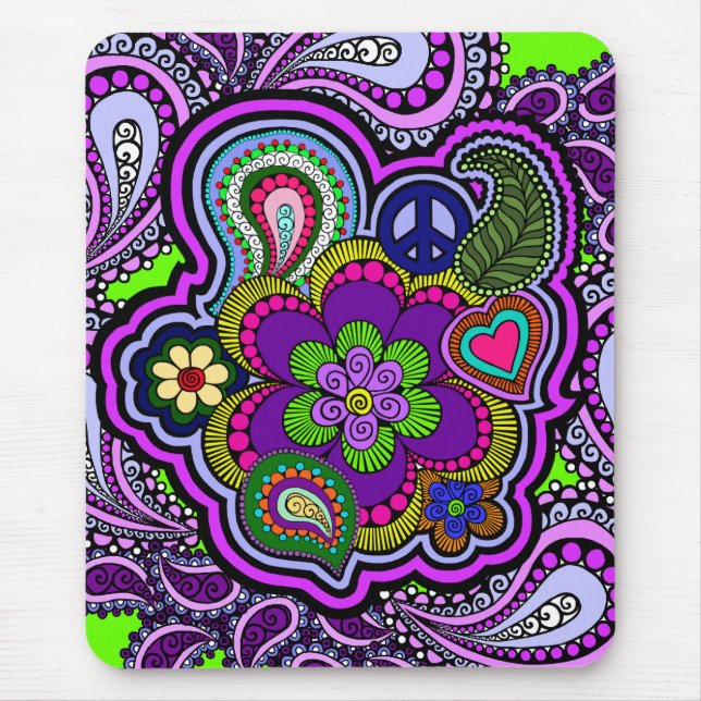 Psychedelic Purple Paisley Mousepad (Front)