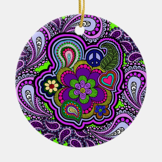 Psychedelic Purple Paisley Ornament (Front)