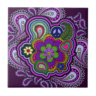 Psychedelic Purple Paisley Tile