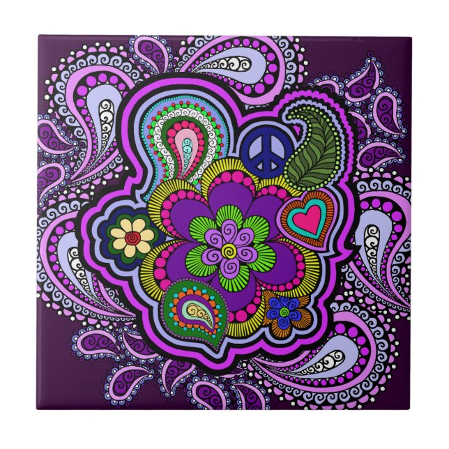 Psychedelic Purple Paisley Tile (Front)