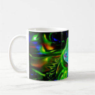Psychedelic Rabbit Dragon in Neon Fantasy Coffee Mug