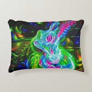 Psychedelic Rabbit Dragon in Neon Fantasy Decorative Cushion