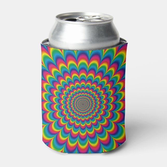Psychedelic rainbow abstract design can cooler (Can Front)