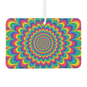 Psychedelic rainbow abstract design car air freshener