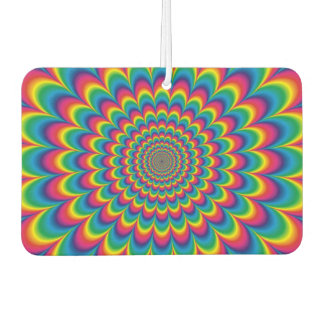 Psychedelic rainbow abstract design car air freshener