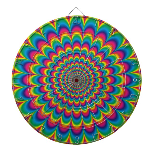 Psychedelic rainbow abstract design dartboard (Front)