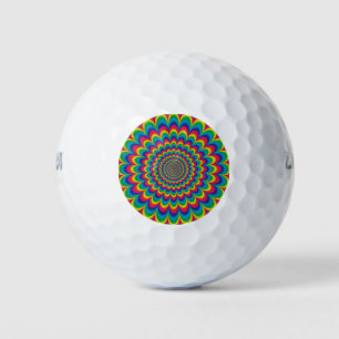 Psychedelic rainbow abstract design golf balls