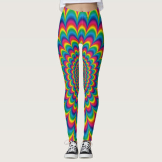 Psychedelic rainbow abstract design leggings