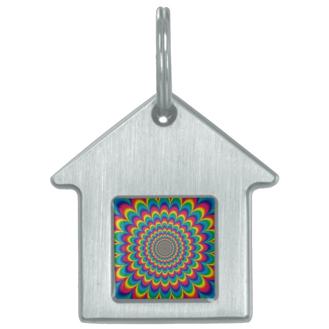 Psychedelic rainbow abstract design pet tag (Front)