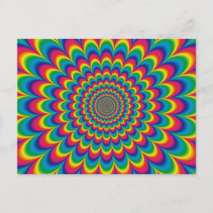 Psychedelic rainbow abstract design postcard