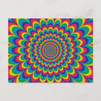 Psychedelic rainbow abstract design postcard