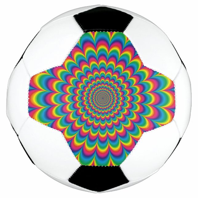 Psychedelic rainbow abstract design soccer ball (Front)