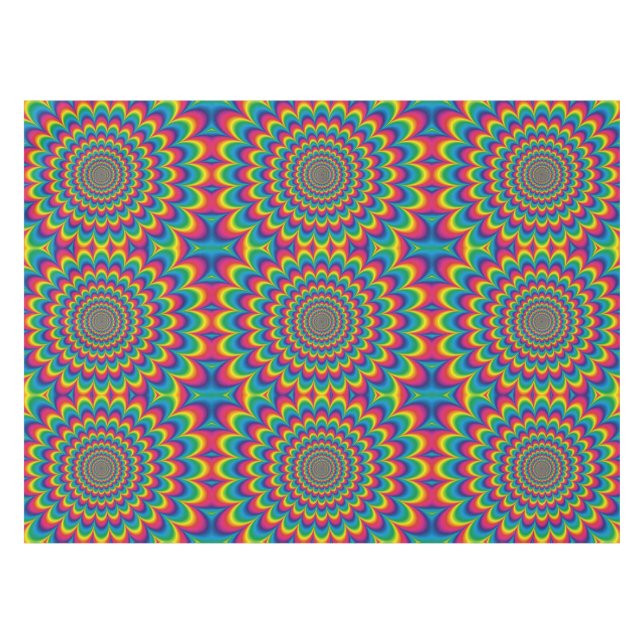 Psychedelic rainbow abstract design tablecloth (Front (Horizontal))