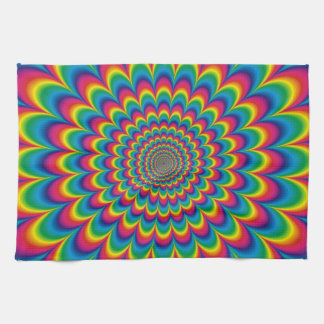 Psychedelic rainbow abstract design tea towel