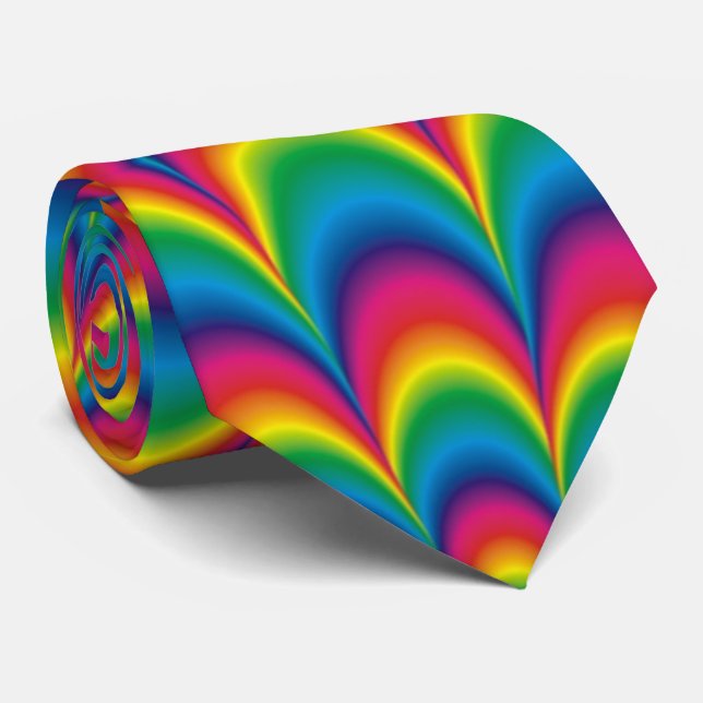 Psychedelic rainbow abstract design tie (Rolled)