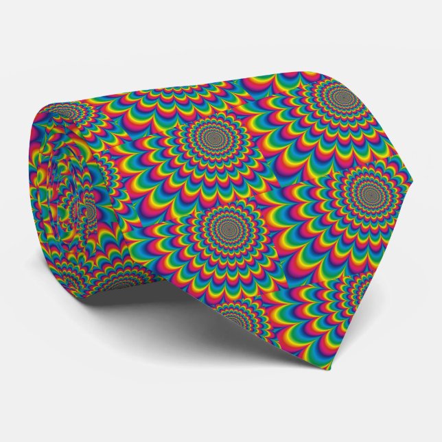 Psychedelic rainbow abstract design tie (Rolled)