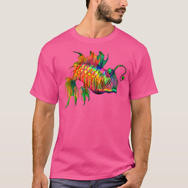 Psychedelic Rainbow Anglerfish  Angler Fish  Deep  T-Shirt (Front)