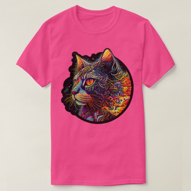 Psychedelic Rainbow Cat Colourful kitten from oute T-Shirt (Design Front)