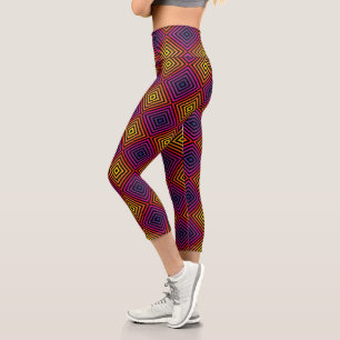 Psychedelic Rainbow Chevron Pattern Capri Leggings