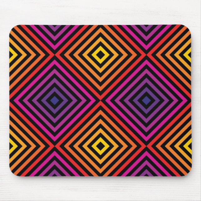 Psychedelic Rainbow Chevron Pattern Mouse Pad (Front)