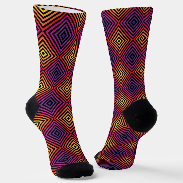 Psychedelic Rainbow Chevron Pattern Socks (Angled)