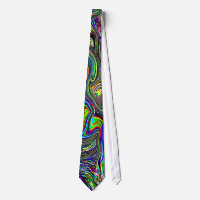 Psychedelic rainbow colour necktie (Front)