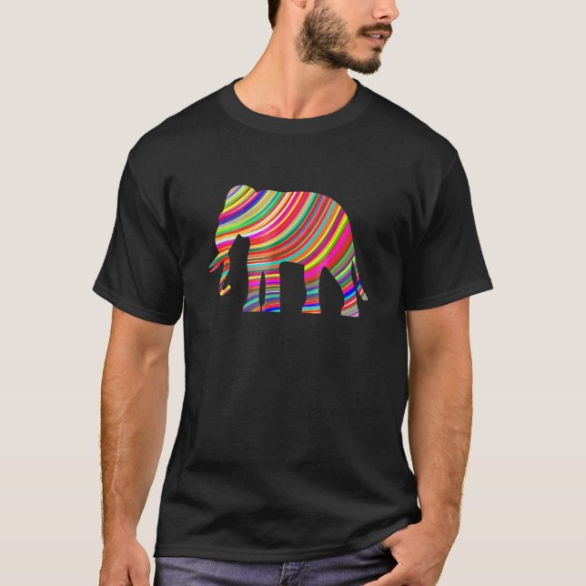 Psychedelic Rainbow Elephant Trippy Colour Swirl T-Shirt (Front)