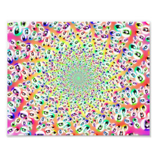 Psychedelic Rainbow Eyes Mandala Photo Print