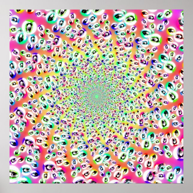 Psychedelic Rainbow Eyes Mandala Poster (Front)