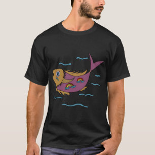 Psychedelic Rainbow Fish Drawing T-Shirt