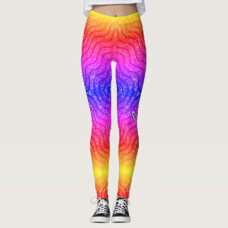 Psychedelic Rainbow Glitter Pattern Girly Leggings