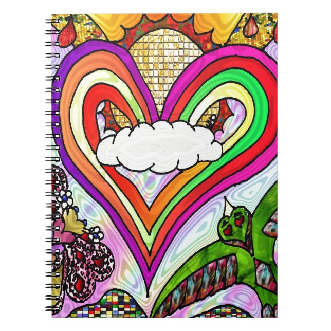 Psychedelic Rainbow Heart Art Print Notebook (Front)