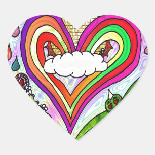 Psychedelic Rainbow Heart Art Print Sticker