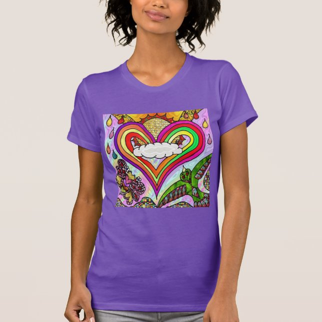 Psychedelic Rainbow Heart Art Print T-Shirt (Front)