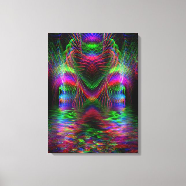 Psychedelic Rainbow Love Hearts  Wrapped Canvas (Front)