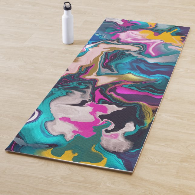 Psychedelic Rainbow Marbled Yoga Mat (In Situ)