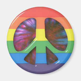 Psychedelic RainBow Peace Symbol Magnet