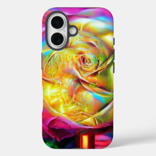 Psychedelic Rainbow Rose iPhone 16 Case
