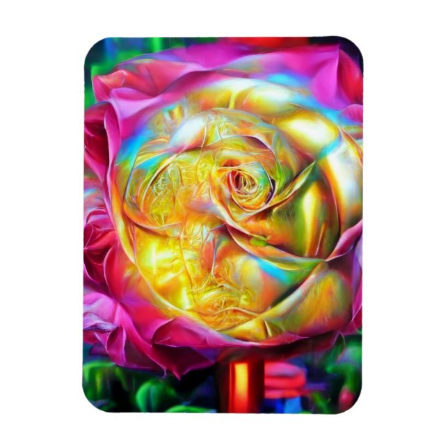 Psychedelic Rainbow Rose Magnet (Vertical)